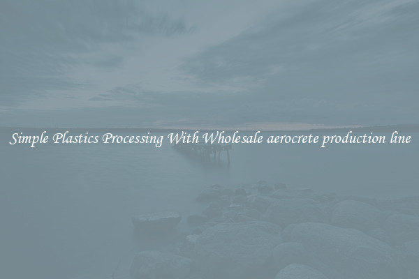 Simple Plastics Processing With Wholesale aerocrete production line