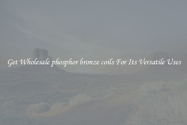 Get Wholesale phosphor bronze coils For Its Versatile Uses