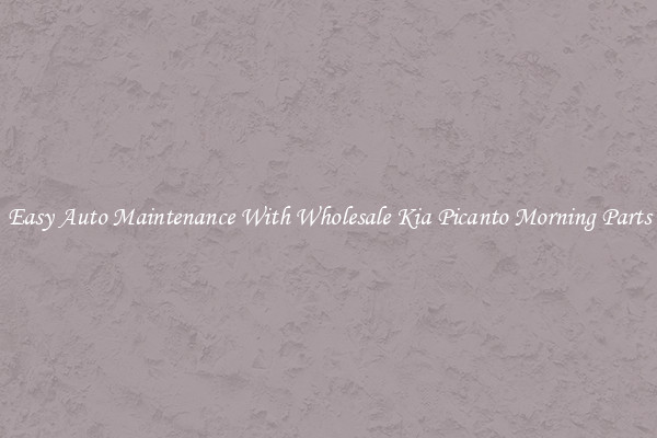 Easy Auto Maintenance With Wholesale Kia Picanto Morning Parts